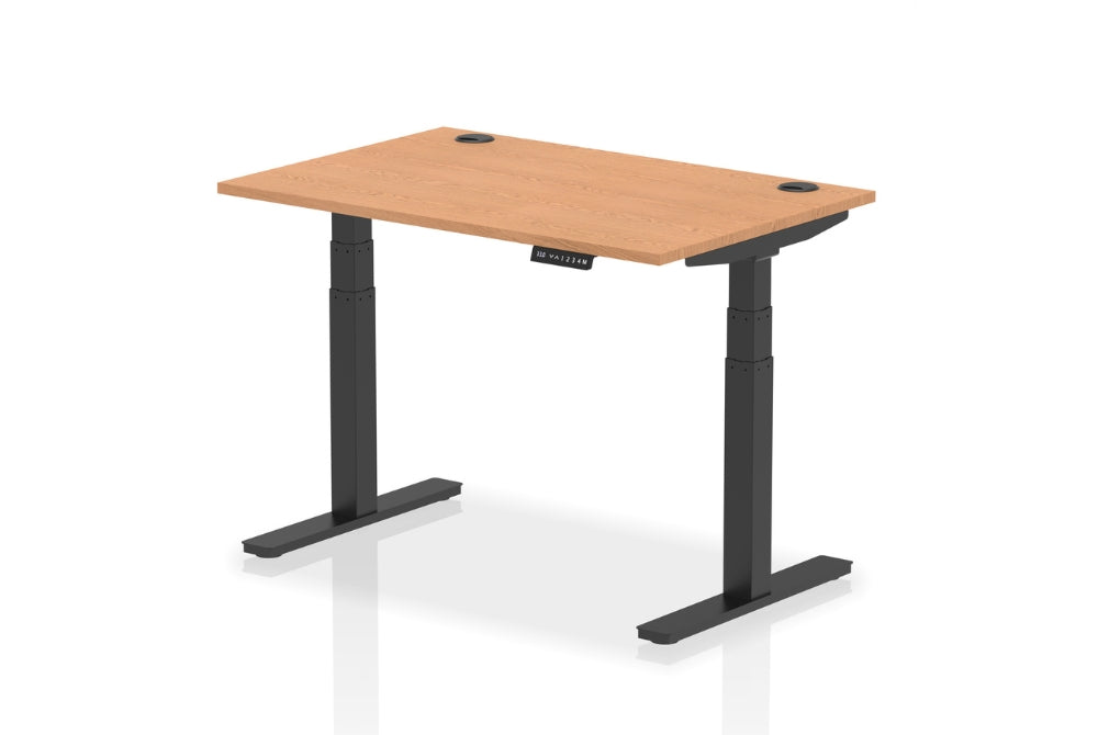 Air Height Adjustable Oak Desk With Cable Ports