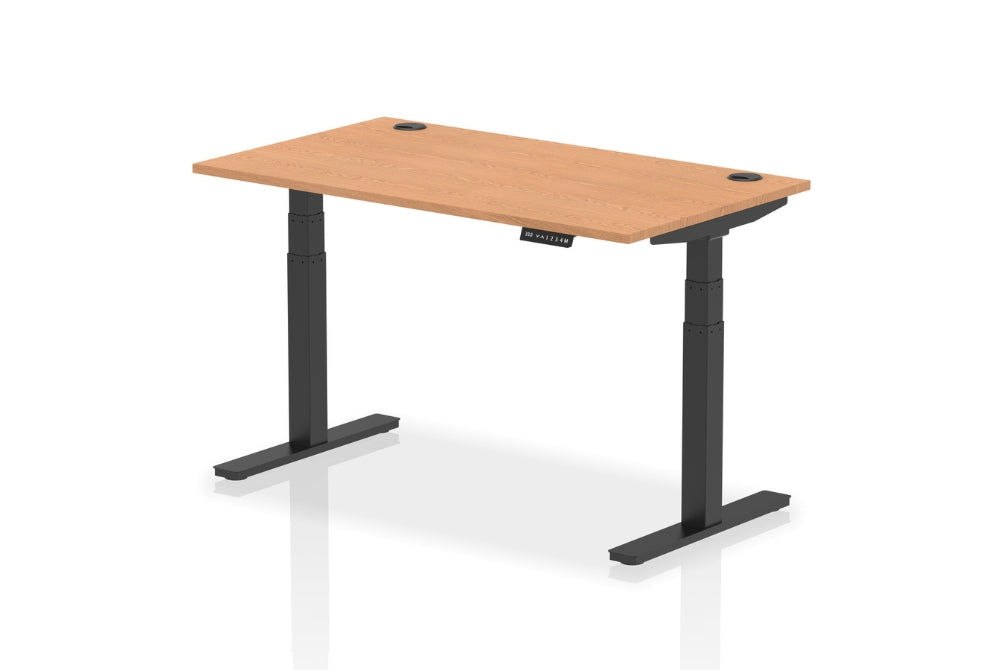 Air Height Adjustable Oak Desk With Cable Ports
