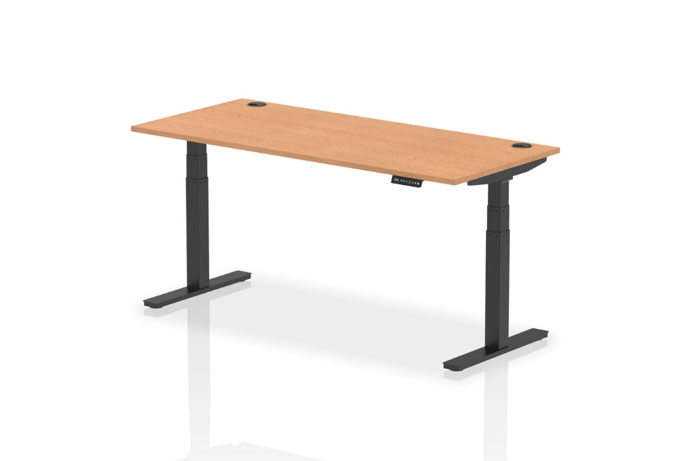 Air Height Adjustable Oak Desk With Cable Ports