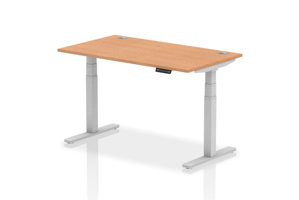 Air Height Adjustable Oak Desk With Cable Ports