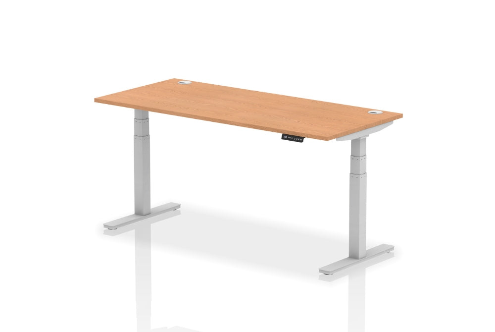 Air Height Adjustable Oak Desk With Cable Ports