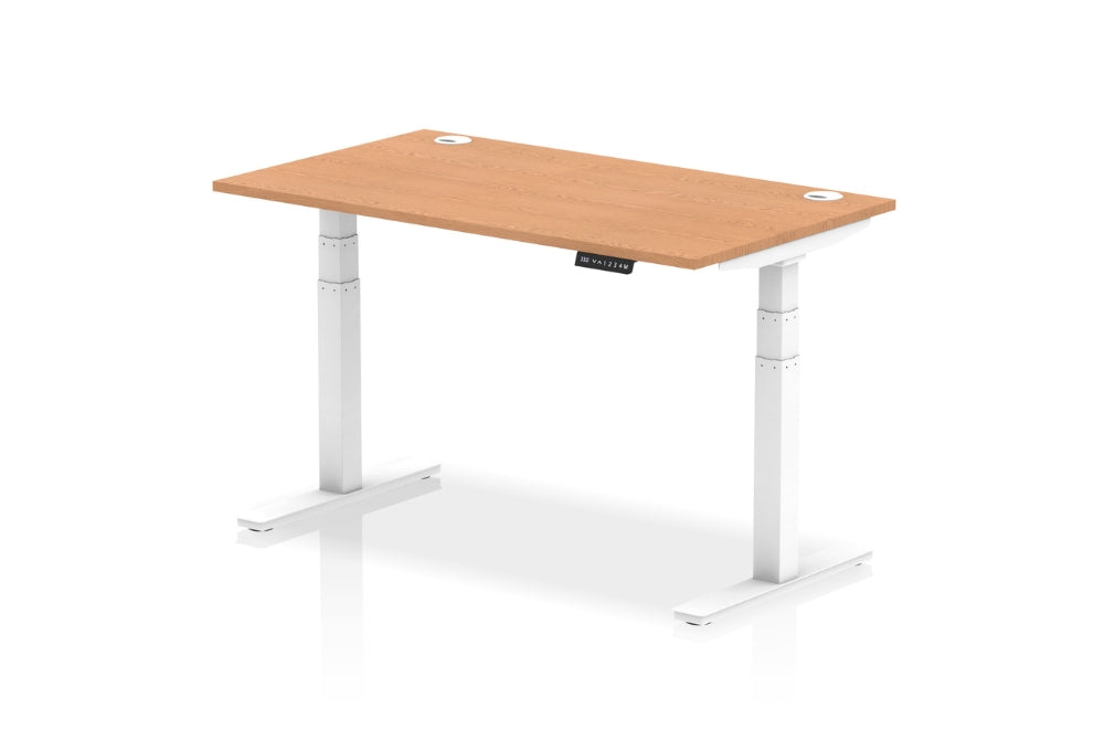 Air Height Adjustable Oak Desk With Cable Ports