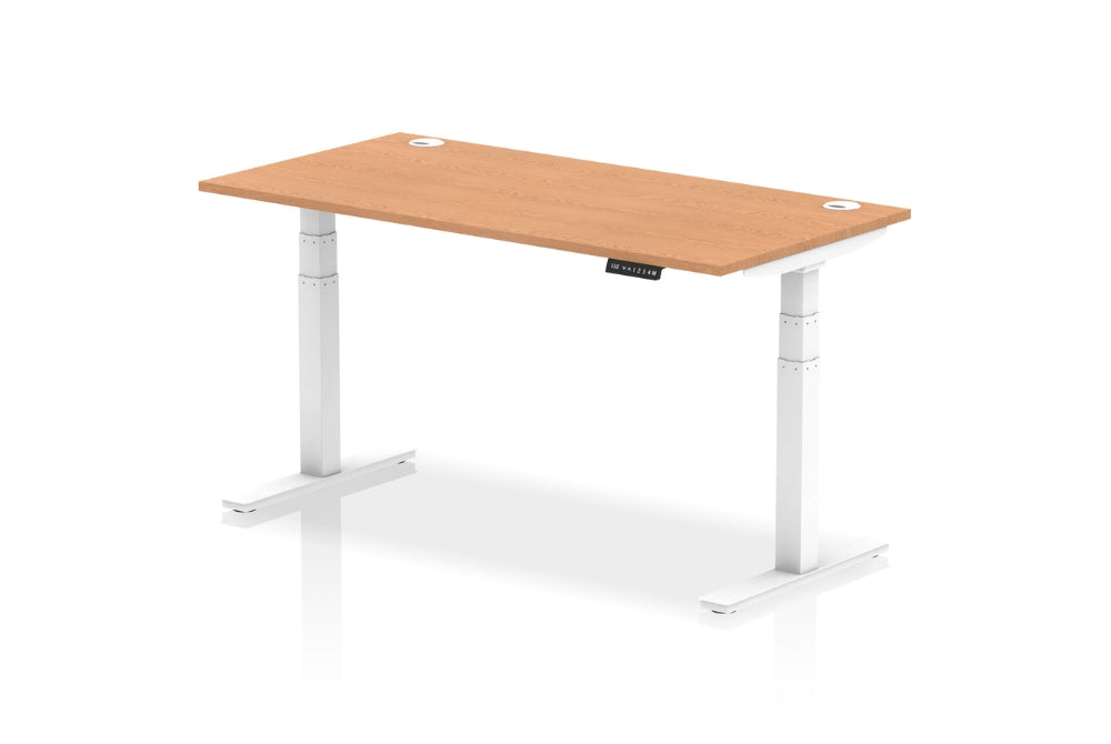 Air Height Adjustable Oak Desk With Cable Ports