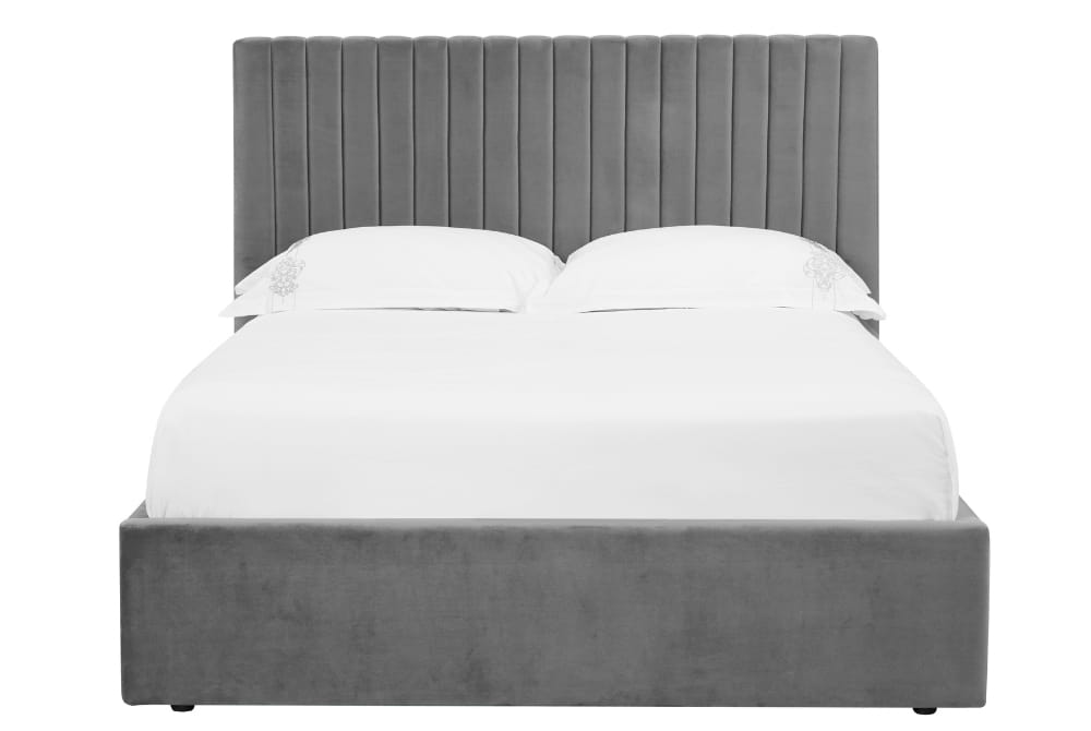 Ophelia Smoked Grey Velvet Ottoman Bed
