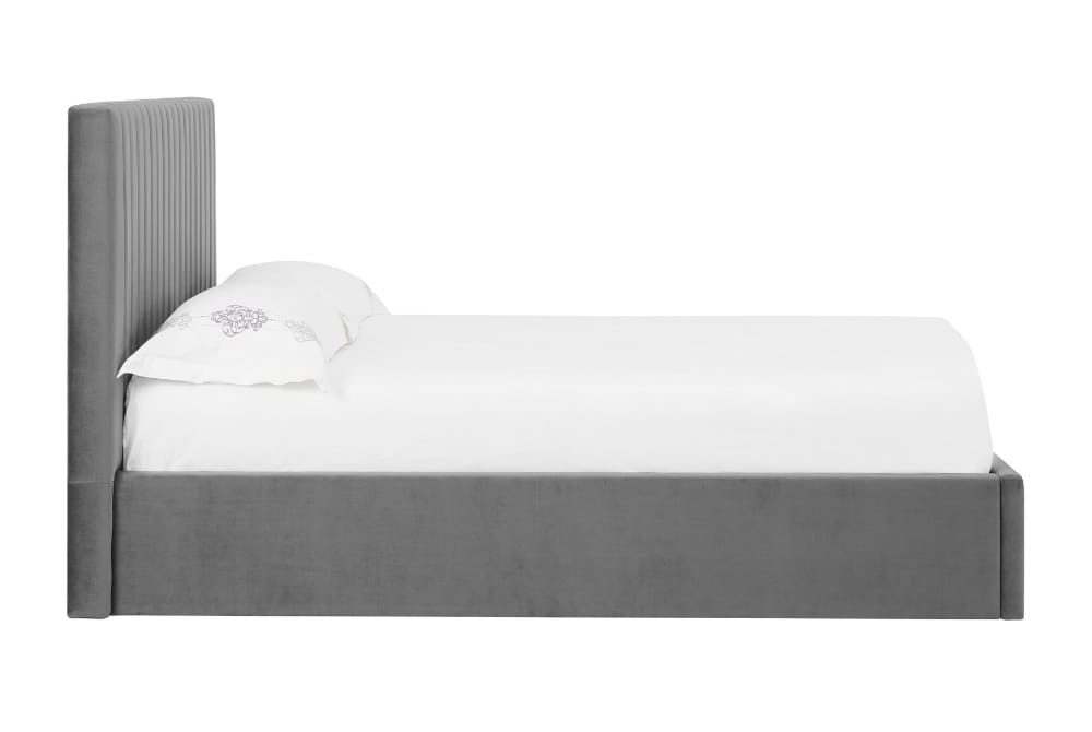 Ophelia Smoked Grey Velvet Ottoman Bed
