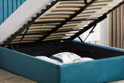 Ophelia Teal Velvet Double Ottoman Bed