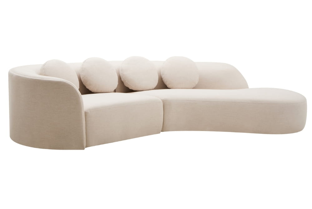  Ovada Cream Linen 3 Seater Curved Sofa
