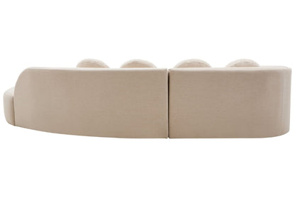  Ovada Cream Linen 3 Seater Curved Sofa