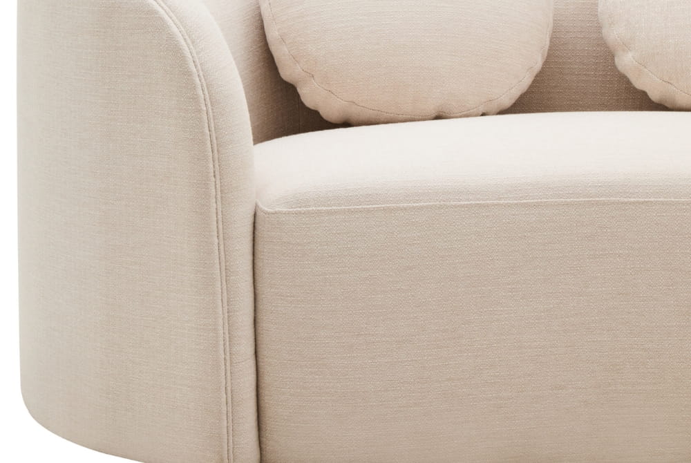  Ovada Cream Linen 3 Seater Curved Sofa