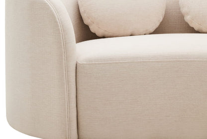  Ovada Cream Linen 3 Seater Curved Sofa