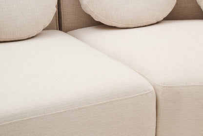  Ovada Cream Linen 3 Seater Curved Sofa