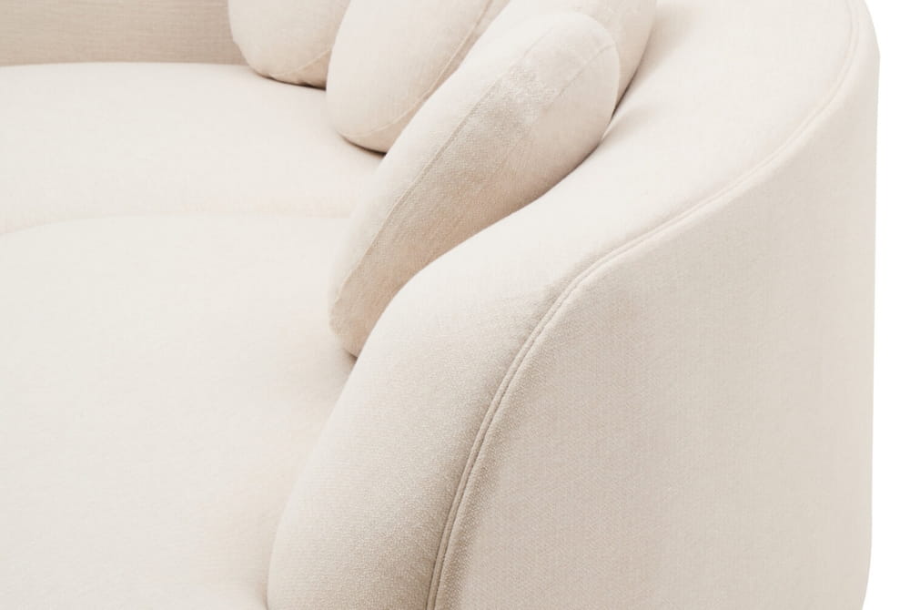  Ovada Cream Linen 3 Seater Curved Sofa