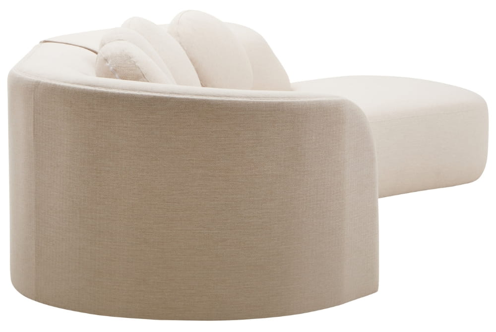  Ovada Cream Linen 3 Seater Curved Sofa