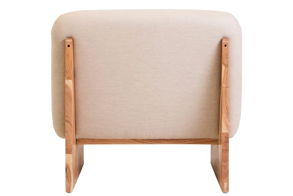 Parova Cream Linen Textured Armless Chair With Wood Base