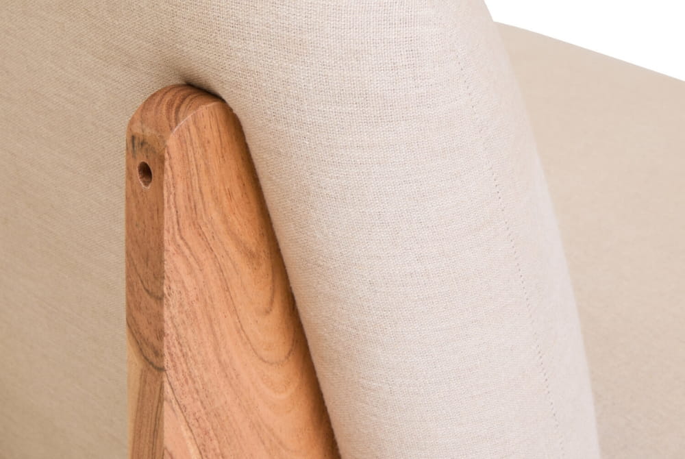 Parova Cream Linen Textured Armless Chair With Wood Base