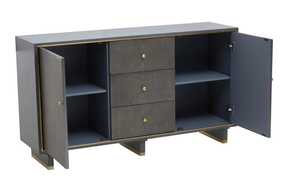 Pembrooke Grey Shagreen Effect Three Drawer Sideboard