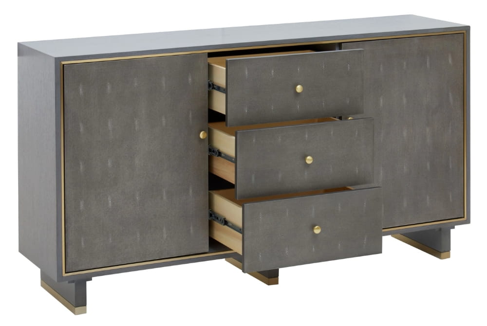 Pembrooke Grey Shagreen Effect Three Drawer Sideboard