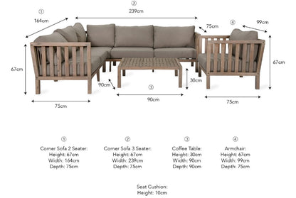 Porthallow Corner Sofa Set - Acacia Wood Natural