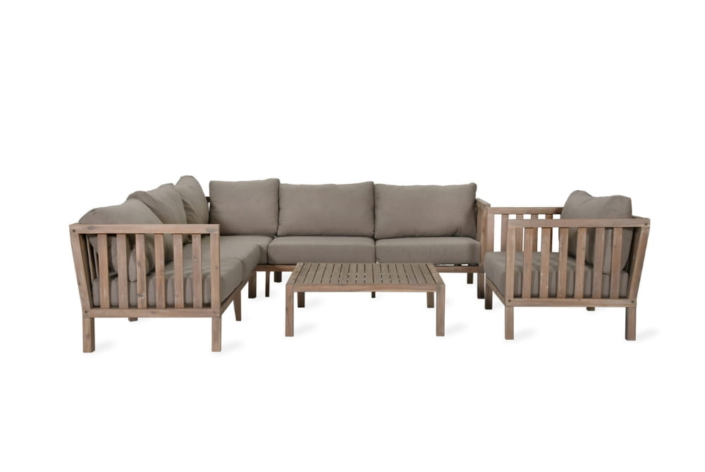 Porthallow Corner Sofa Set - Acacia Wood Natural