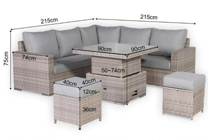 Verona Square Corner Dining Set with Rising Table