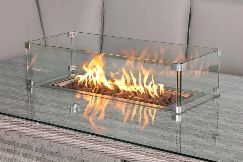 Verona Large Right-Hand Corner Sofa Set with Rising Fire Pit Table