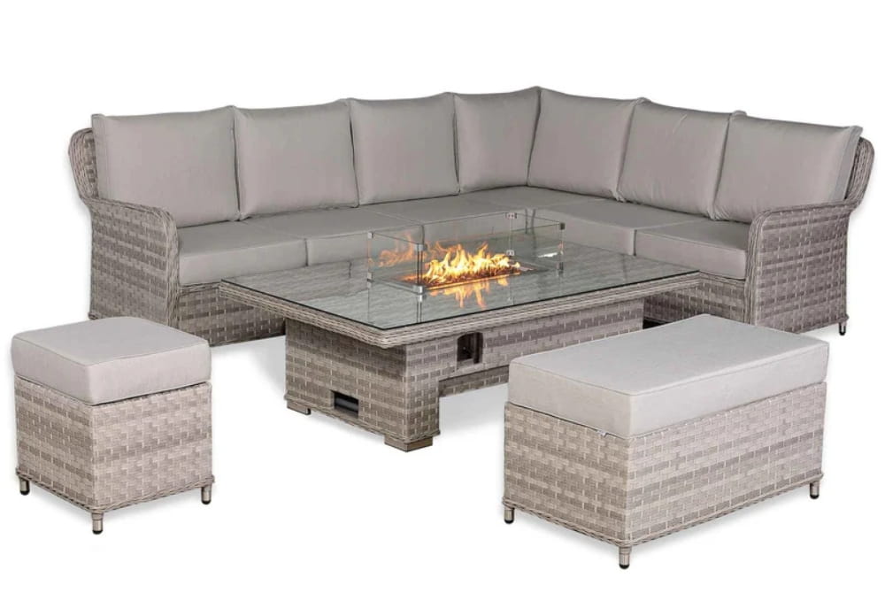 Verona Large Right-Hand Corner Sofa Set with Rising Fire Pit Table