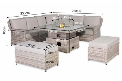 Verona Large Equal Corner Sofa Set with Rising Firepit Table