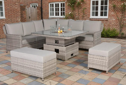 Verona Large Equal Corner Sofa Set with Rising Firepit Table