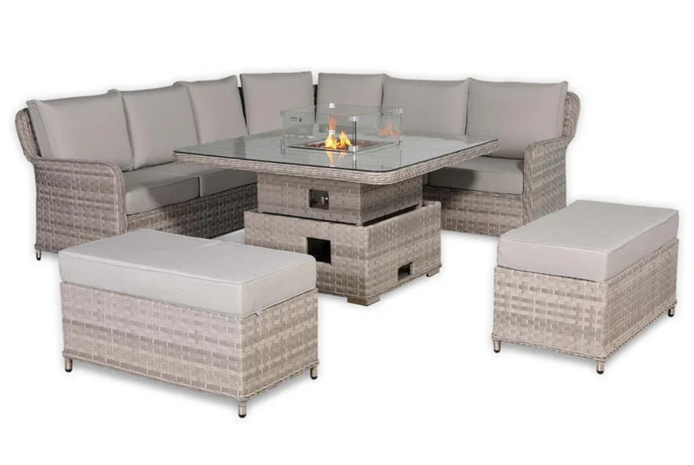 Verona Large Equal Corner Sofa Set with Rising Firepit Table