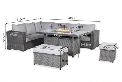 Milan Corner Dining Set with Firepit Table