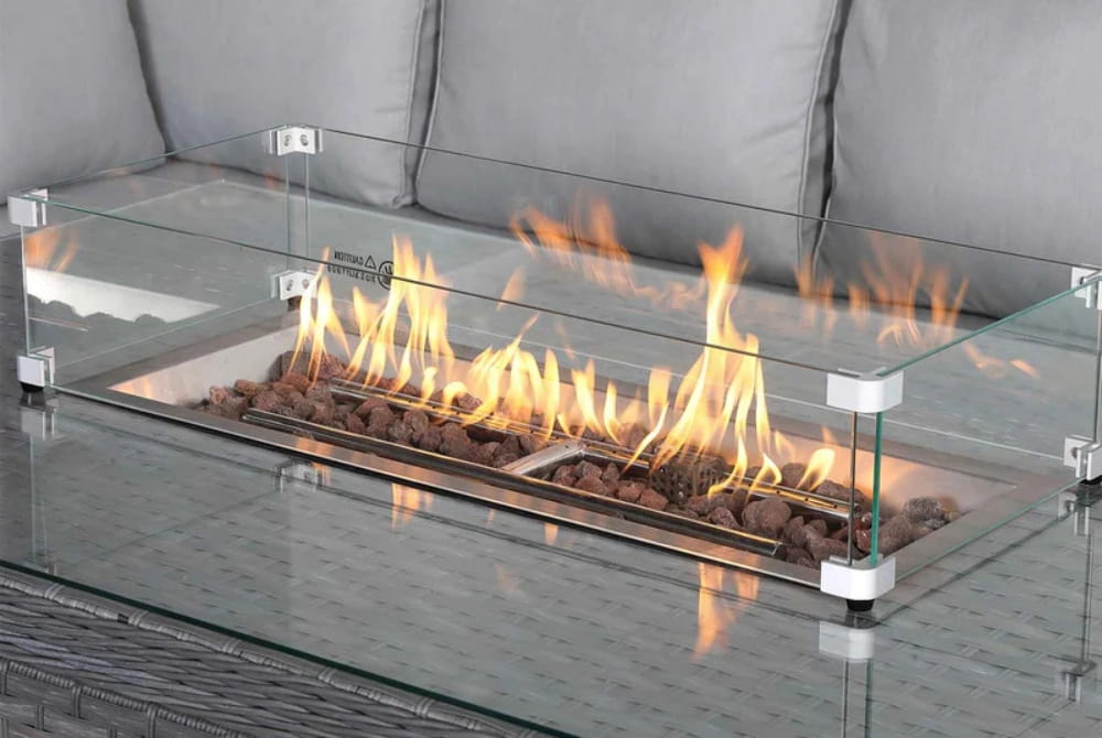 Milan Corner Dining Set with Firepit Table