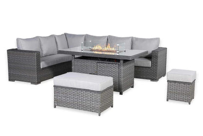 Milan Corner Dining Set with Firepit Table