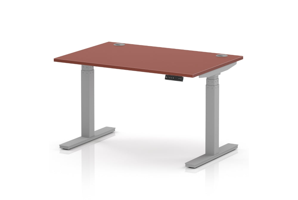 Air Height Adjustable Red Brick Desk With Cable Ports