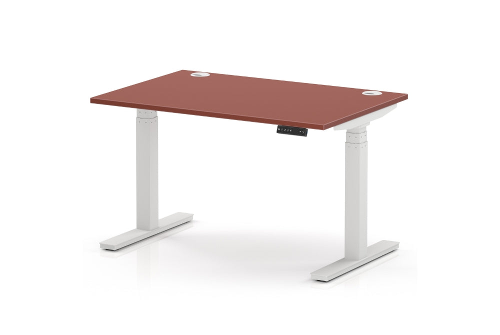 Air Height Adjustable Red Brick Desk With Cable Ports
