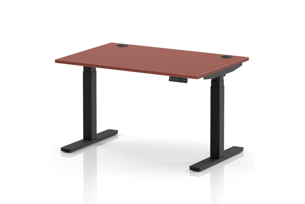 Air Height Adjustable Red Brick Desk With Cable Ports
