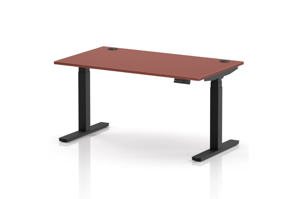 Air Height Adjustable Red Brick Desk With Cable Ports