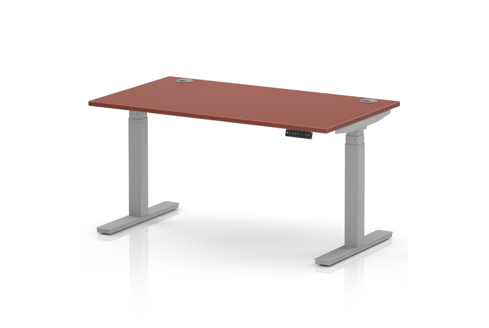 Air Height Adjustable Red Brick Desk With Cable Ports