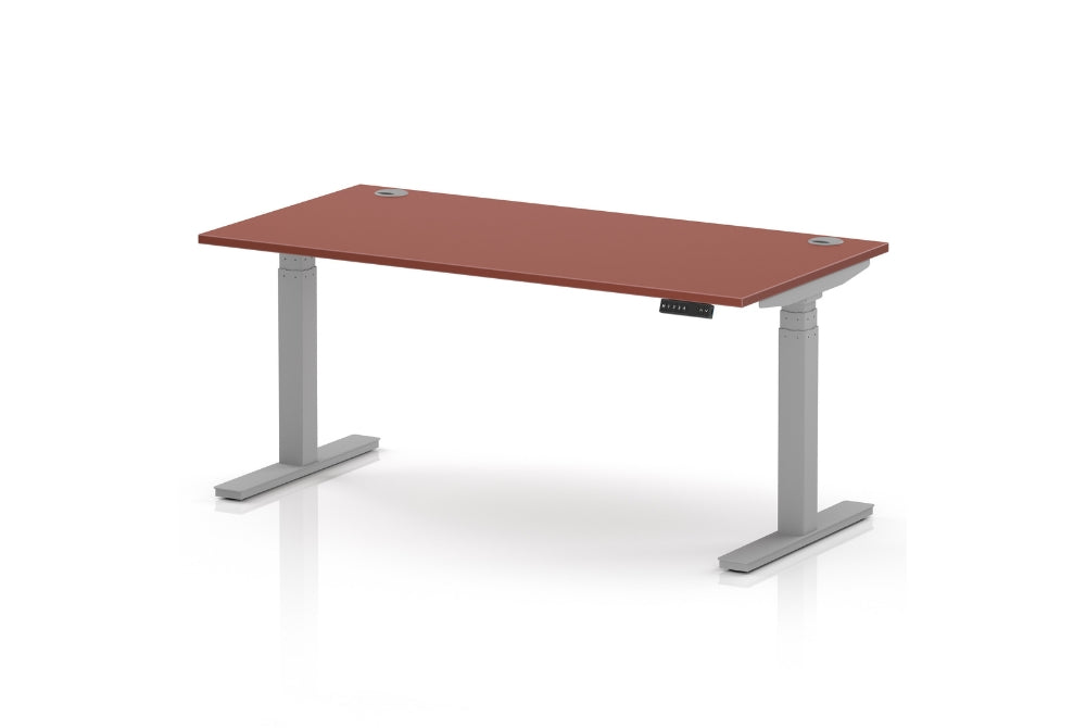 Air Height Adjustable Red Brick Desk With Cable Ports