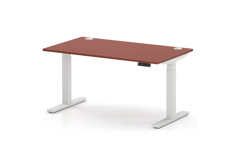 Air Height Adjustable Red Brick Desk With Cable Ports