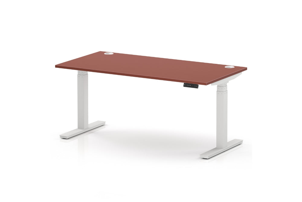 Air Height Adjustable Red Brick Desk With Cable Ports