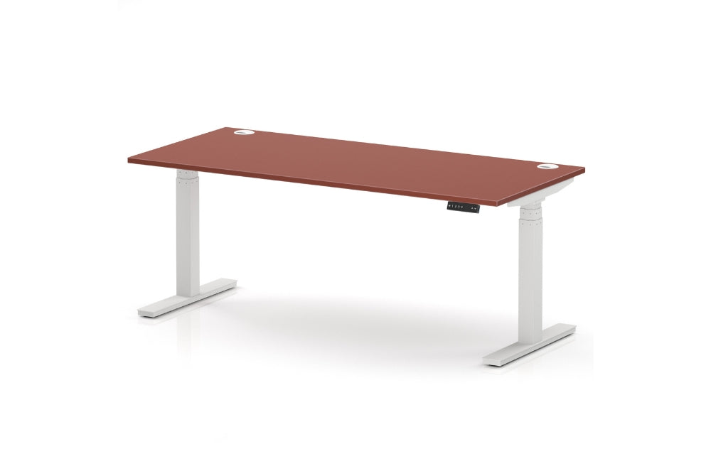 Air Height Adjustable Red Brick Desk With Cable Ports