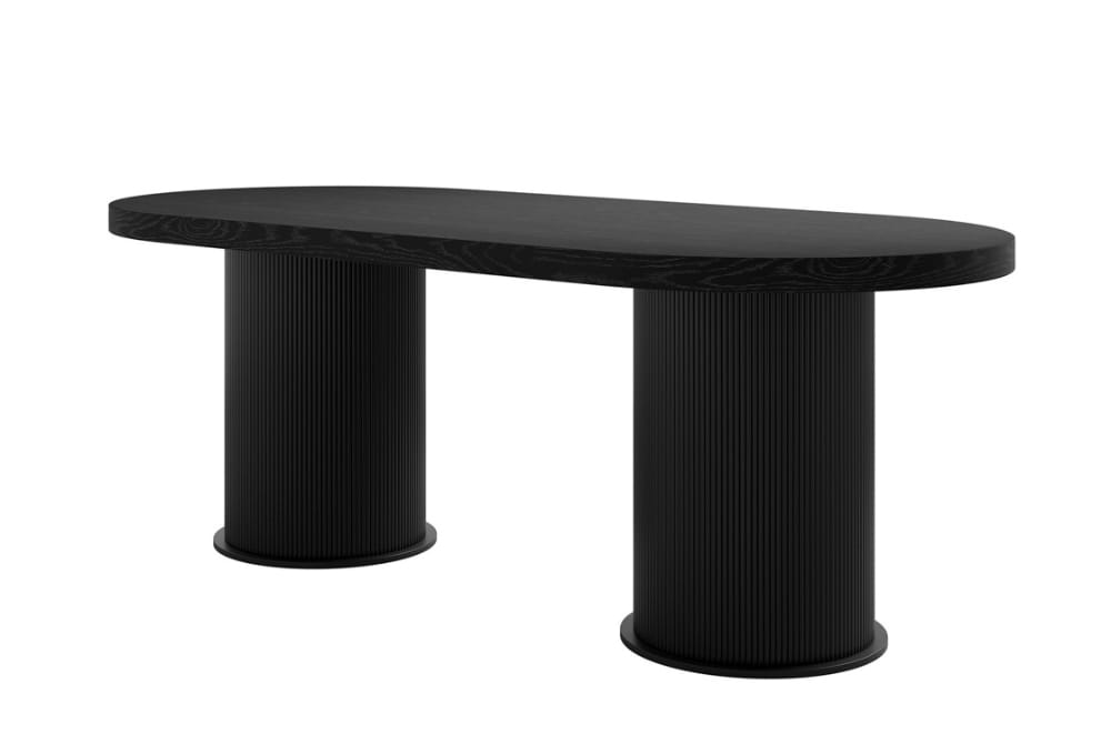 Rina Black Dining Table with 6 Alba Forest Green Chairs