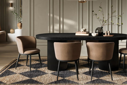 Rina Black Dining Table with 6 Nova Mole Chairs