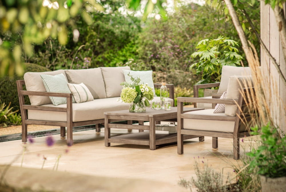 Sandridge 3 Seater Sofa Set - Acacia Wood, Dark Natural