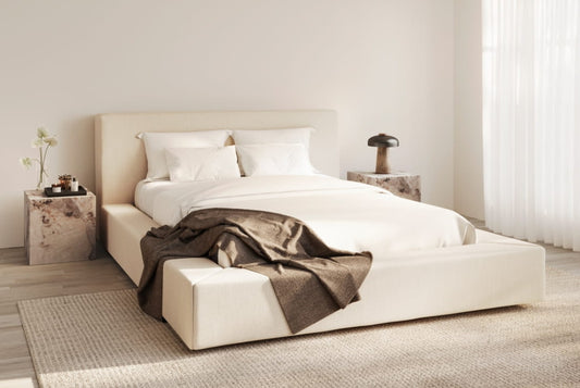Soho White Clay Upholstered Double Bed
