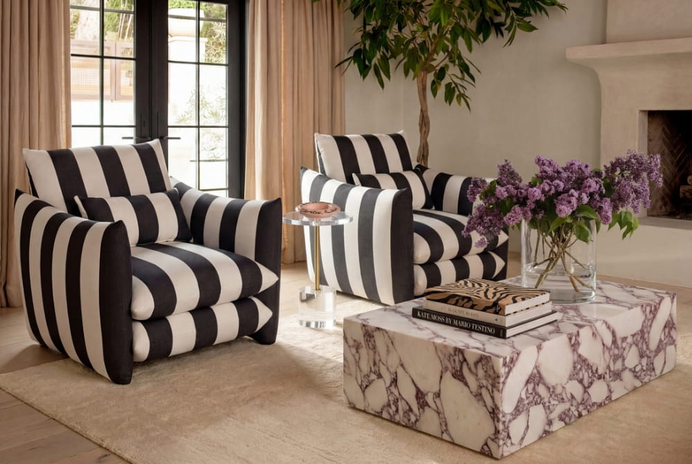 Sycamore Black and White Striped Chair