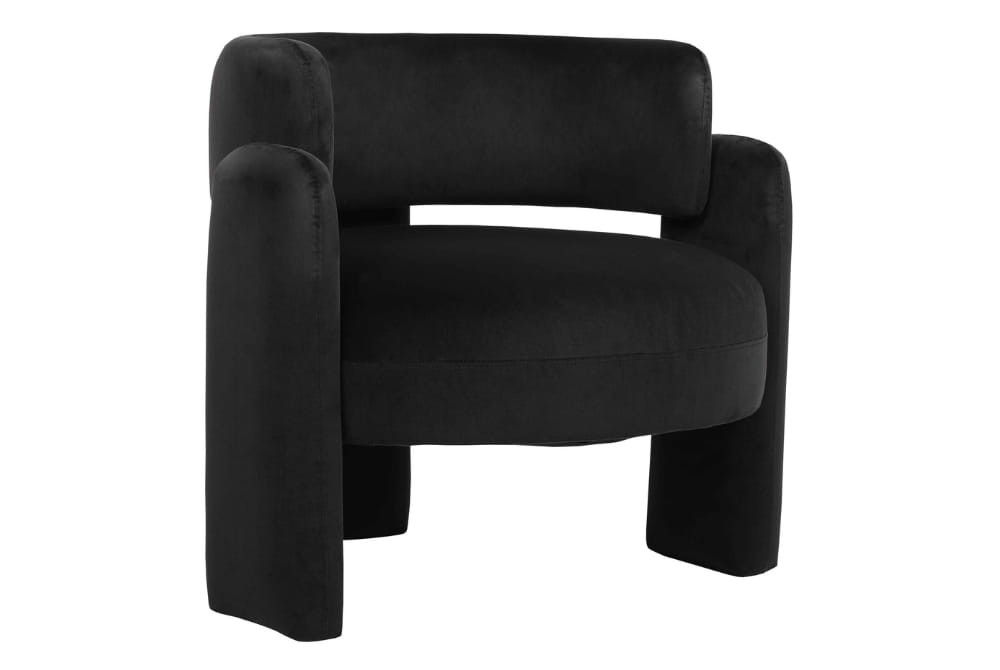 The Cadence Black Velvet Curved Chair