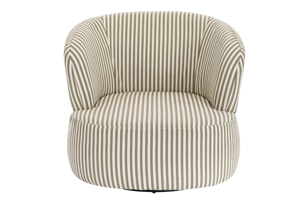 The Oasis Olive Green and White Stripe Swivel Lounge Chair