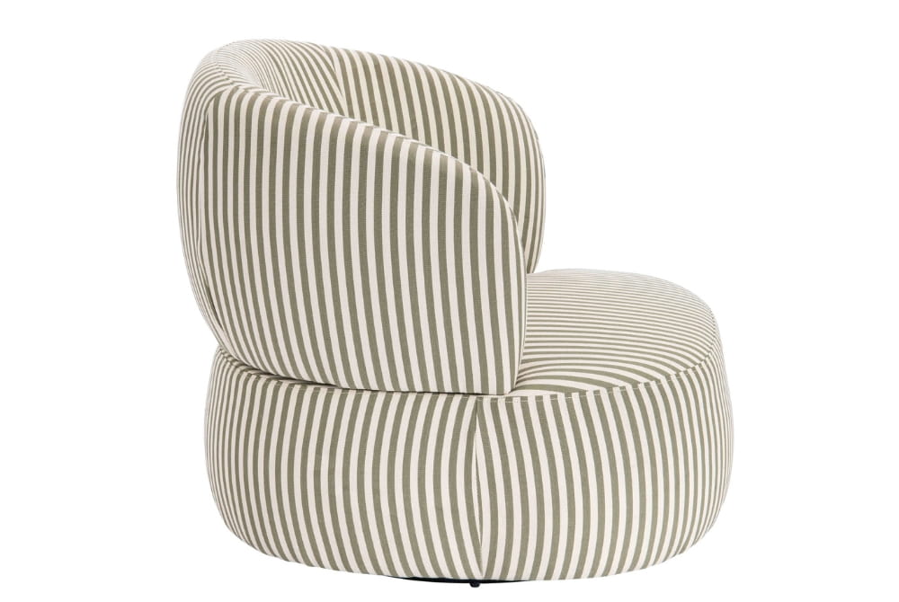 The Oasis Olive Green and White Stripe Swivel Lounge Chair
