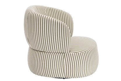 The Oasis Olive Green and White Stripe Swivel Lounge Chair